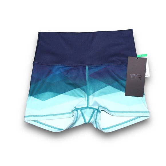 Tyr Base Kinetic Women's High-Rise 2" Shorts Forge Blue Multi - Picture 2 of 10